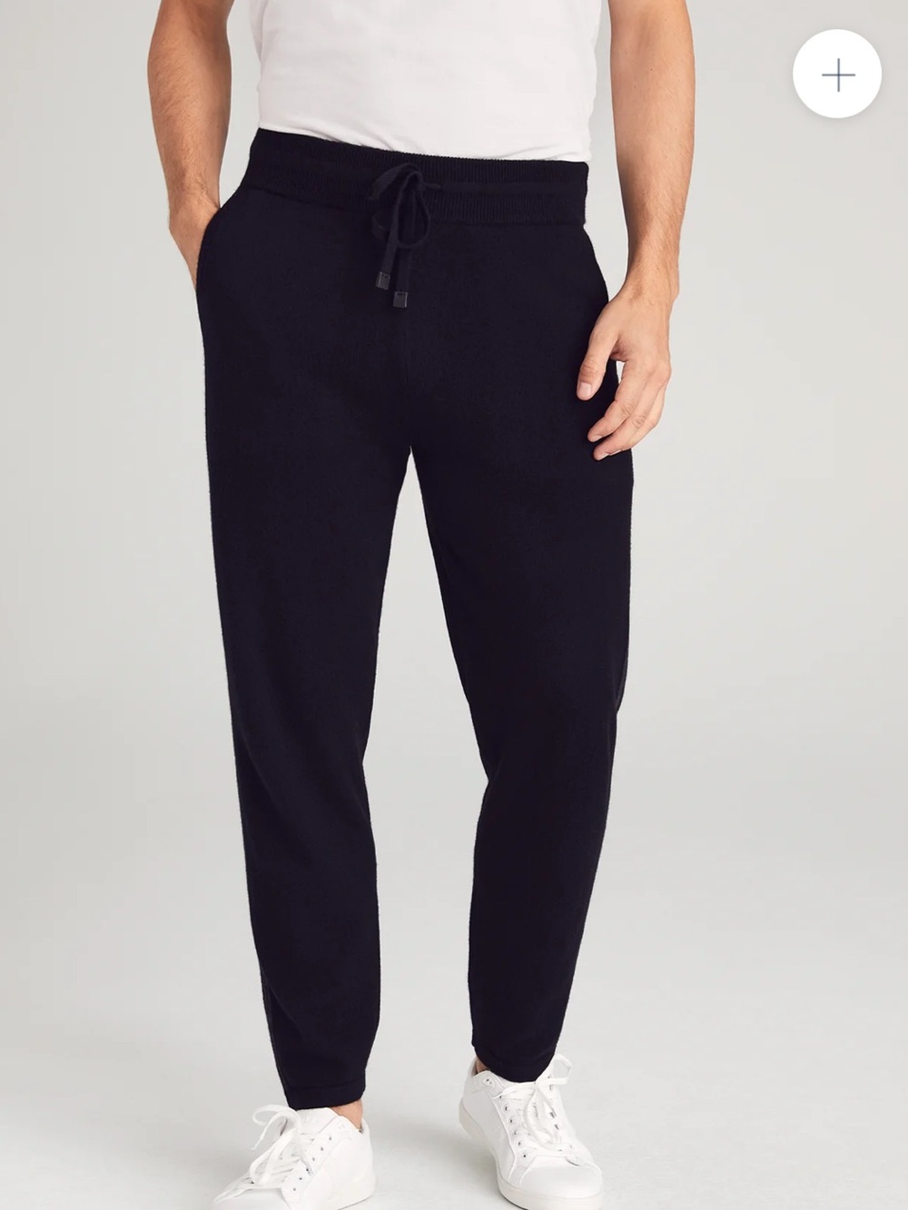Cashmere Nomad Black Jogger Sweatpants with Drawstring Waist